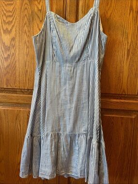 Old Navy Blue and White Striped Spaghetti Strap Sundress